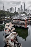 Photo:  Yu Garden Teahouse with the modern skyline from Pudong in the background